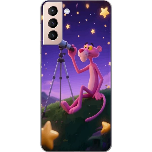 Kompatibelt Mobildeksel til Samsung Galaxy S21 Pink Panther Stars med den rosa panteren blant stjerner – et retro og sjarmerende motiv