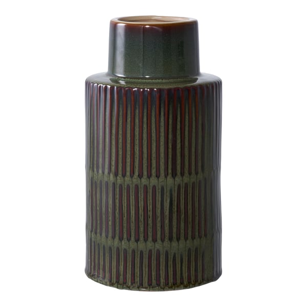 Vase, keramik grøn/brun, 16x30 cm, grøn