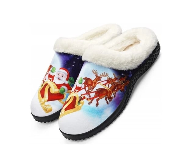 Dame/herre unisex vinter jule julemands tøfler marineblå størrelse 41