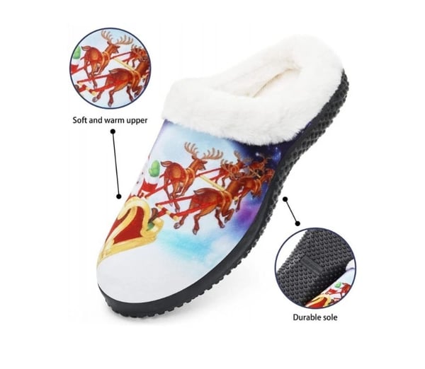 Dame/herre unisex vinter jule julemands tøfler marineblå størrelse 41