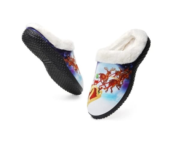 Dame/herre unisex vinter jule julemands tøfler marineblå størrelse 41