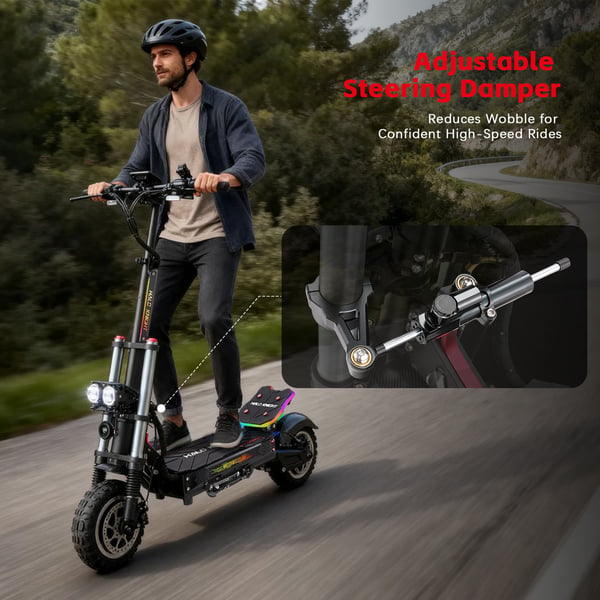 El-løbehjul Halo Knight T107 Pro, 11", dobbelte 3000W motorer, 60V 38,4Ah batteri