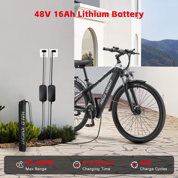 Elcykel HALO KNIGHT H02, 48V 750W 16Ah, 21-speed, Sort