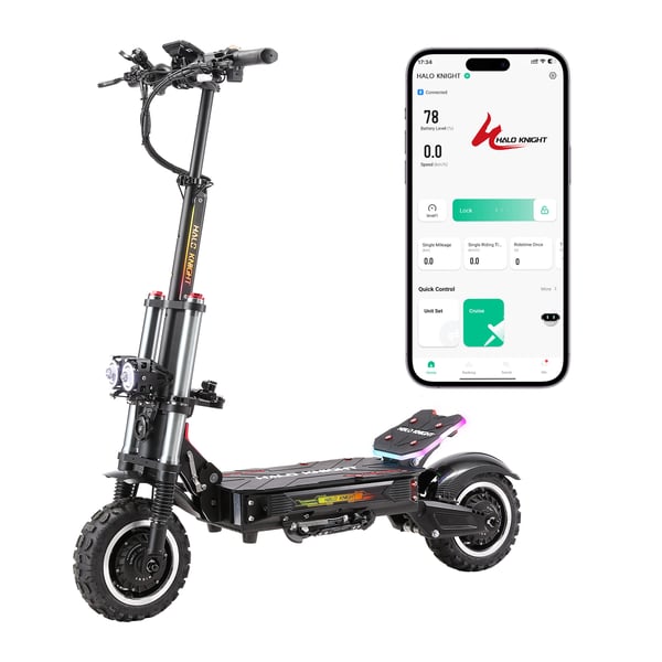 El-løbehjul Halo Knight T107 Pro, 11", dobbelte 3000W motorer, 60V 38,4Ah batteri