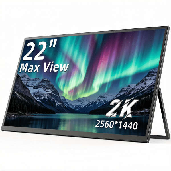 UPERFECT 22" bärbar spelmonitor: 2K QHD 2056*1440 IPS-panel, 100 % sRGB, USB-C- och Mini HDMI-portar för konsol- och PC-spel