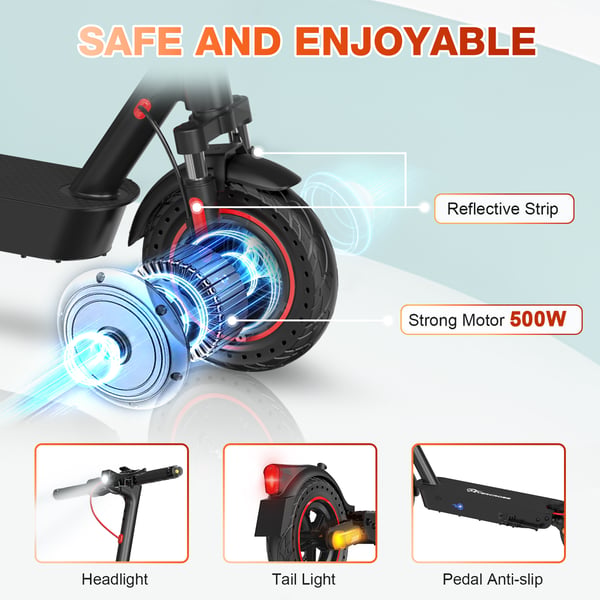 El-scooter för vuxna EVERCROSS TECH 10" Scooter 500W 25KM/H Bluetooth APP kontroll Mobilitetsgåva Svart