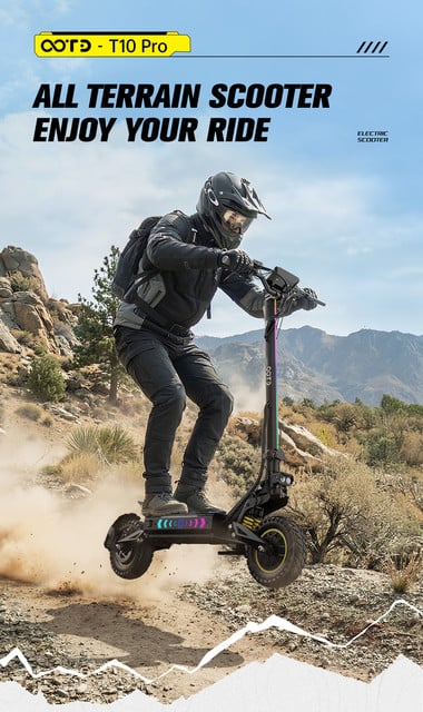OOTD T10 Pro elektrisk skoter 1300W*2, 52V23.4AH batteri, topphastighet 65km/h, maximal räckvidd 80km, 11 tum offroaddäck, hydrauliska bromsar