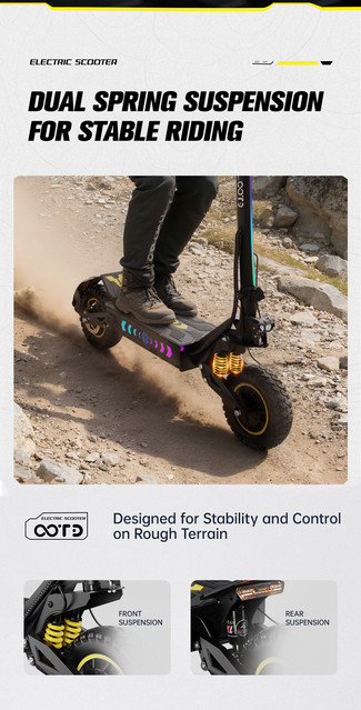 OOTD T10 Pro elektrisk skoter 1300W*2, 52V23.4AH batteri, topphastighet 65km/h, maximal räckvidd 80km, 11 tum offroaddäck, hydrauliska bromsar