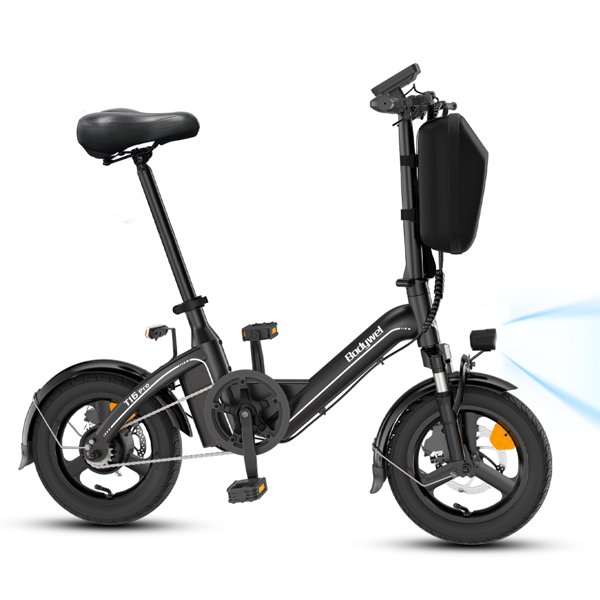 Mini sammenklappelig elcykel Bodywel T16 Pro, 14\", 250W 36V 10.4 Ah, Til pendling, Sort