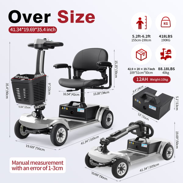 mobilitetsscooter Liikkuvuuspotkulauta (Unagi PRO) Sähkörollaattori 12AH 250W sähkömoottori - hyötykuorma 150kg, toimintasäde 28km