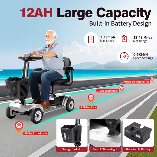 mobilitetsscooter Liikkuvuuspotkulauta (Unagi PRO) Sähkörollaattori 12AH 250W sähkömoottori - hyötykuorma 150kg, toimintasäde 28km