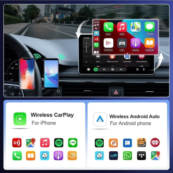 Mini langaton CarPlay & Android Auto -adapteri iPhonelle & Androidille – Autoille, joissa on CarPlay/Android Auto