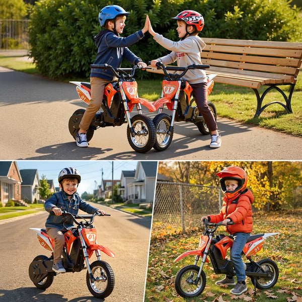HillMiles MileRocket1 Elektrisk børnemotorcykel 36V 3 hastigheder 25 km/t Orange – 4-10 år, rækkevidde 20 km
