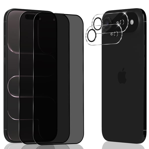2-Pack iPhone 17 Air Privacy Skärmskydd & 2-Pack linsskydd - Härdat Glas 9H - Super kvalitet 3D