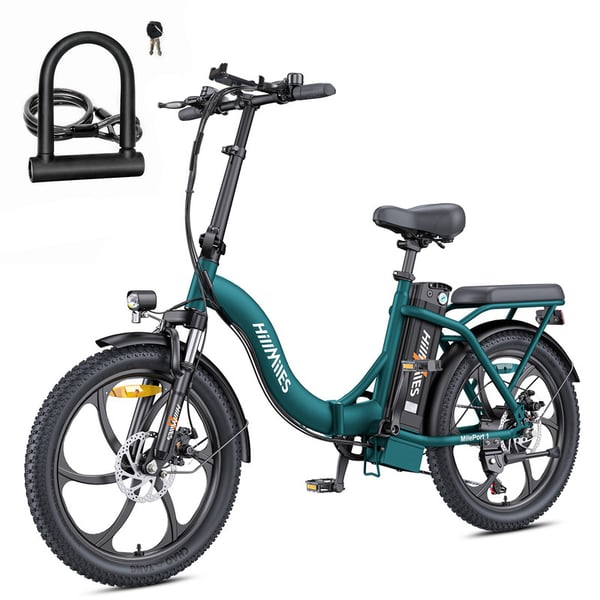 HillMiles MilePort 1 20” Fatbike Elcykel, 250W Motor, 36V 13Ah Batteri, 25 km/h, Upp till 100 km Räckvidd, Perfekt för Stadspendling