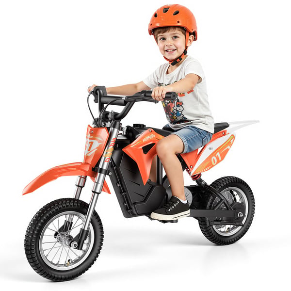 HillMiles MileRocket1 Elektrisk børnemotorcykel 36V 3 hastigheder 25 km/t Orange – 4-10 år, rækkevidde 20 km