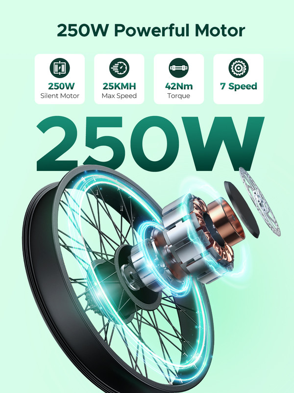 HillMiles MileCity 1 26'' sähköpyörä, matala runko, 250W moottori, 36V 13Ah akku, 7-vaihdetta, 25 km/h, jopa 100 km toimintasäde