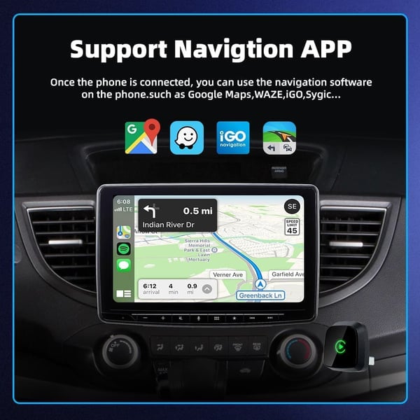 Mini langaton CarPlay & Android Auto -adapteri iPhonelle & Androidille – Autoille, joissa on CarPlay/Android Auto