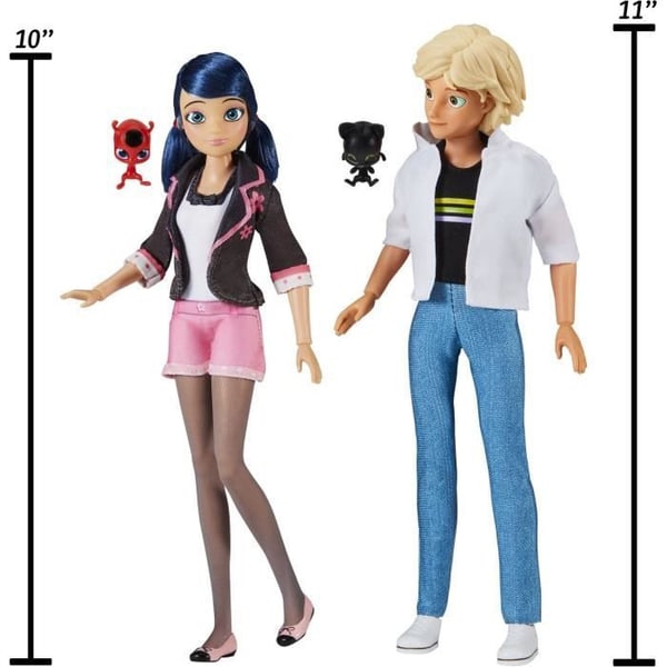 2 nuken pakkaus - BANDAI - Miraculous - P50377 - Marinette ja Adrien - 26 cm