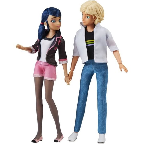 2 nuken pakkaus - BANDAI - Miraculous - P50377 - Marinette ja Adrien - 26 cm