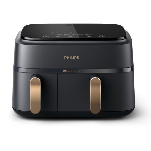 �ljyt�n rasvakeitin - PHILIPS - NA352/04 - 9L - Kaksoiskori - Kosketusn�ytt� + tarvikkeet - Musta