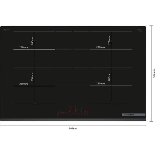 Induktioliesi - BOSCH - 4 poltinta - 52,2 x 80,2 x 5,1 cm - PXY83KHC1E - Musta
