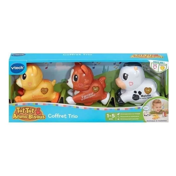 VTECH - TUT TUT ANIMO BISOUS - TRIO SET (HUND + KATT + KO) - Flerfärgad