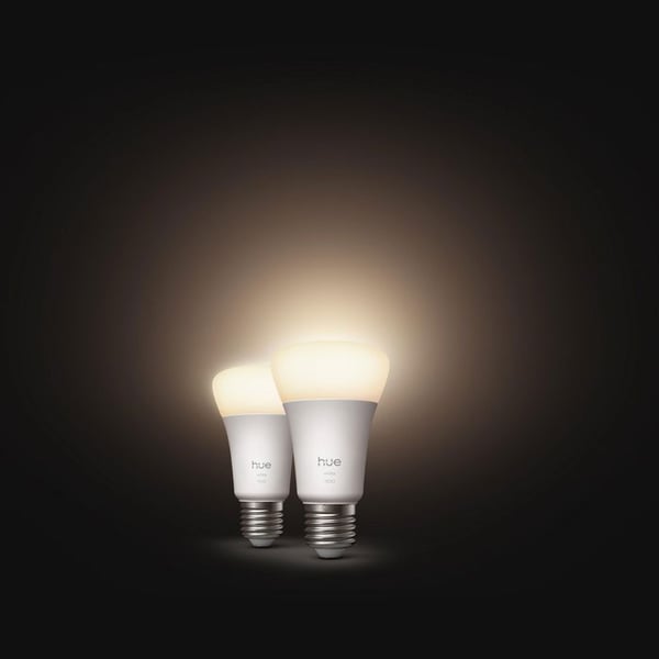 Pakke med 2 A60 tilsluttede LED-p�rer - PHILIPS HUE - Varmt hvidt lys - 2700K - E27-fatning - 9,5W - 1100 lumen