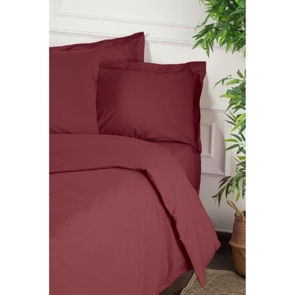 Bäddset - 1 påslakan 220 x 240 cm + 2 örngott 60 x 60 cm - 100% förstärkt bomull - Röd