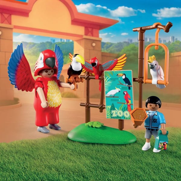 Playmobil 72074 Zoo: Farverig papeg�jemaskot og barn