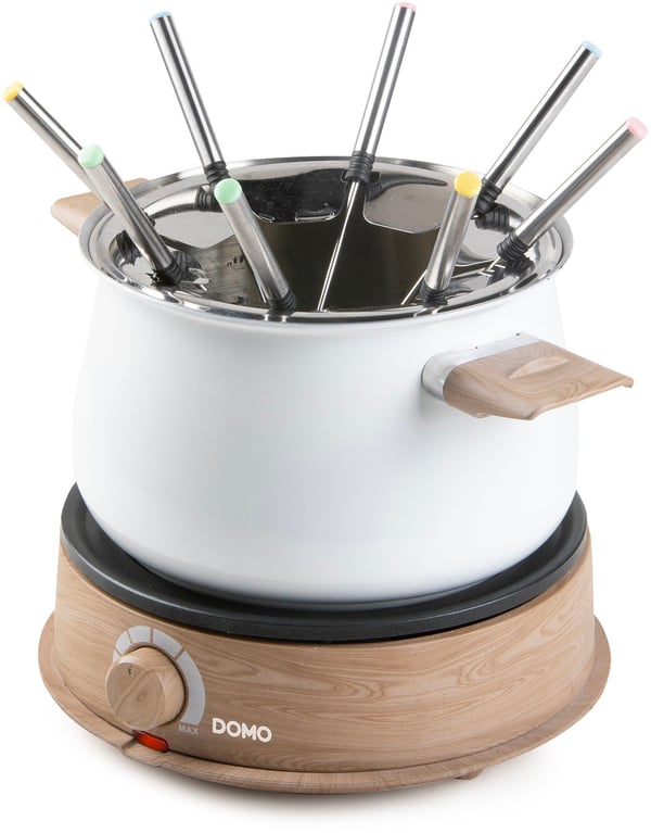 Fonduesetti - DOMO - DO736F - 1500 W - 2 L - 8 hengelle - Valkoinen/Puu