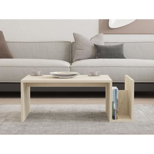Sofabord - MEMO - Rektangulært - Travertin marmorlook - 86,8 x 32,4 x 50 cm