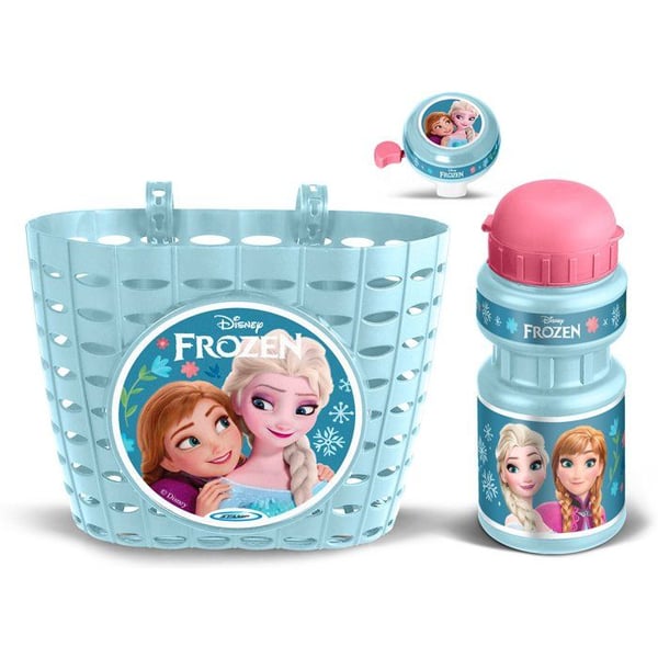 Polkupy�r�n tarvikkeet - DISNEY - Frozen - Kori, vesipullo ja kello - Sopii kaikille ohjaustankotyypeille - Ik� 3+