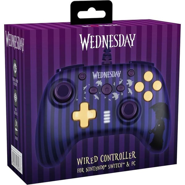 Peliohjain - Nintendo Switch/Switch 2 ja PC - Wednesday - Langallinen - Violetti ja musta - Liukumattomat kahvat