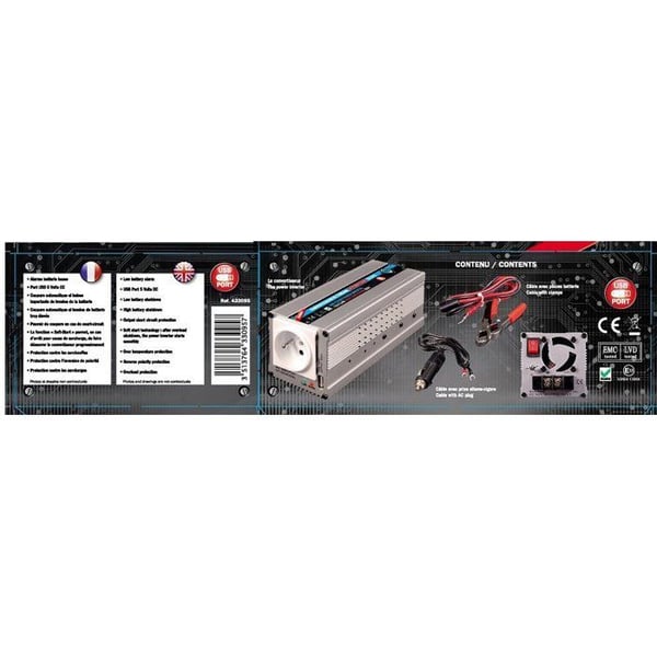 HTC Converter 12 / 24V Automatisk 220 / 240V 350W USB 0.5A