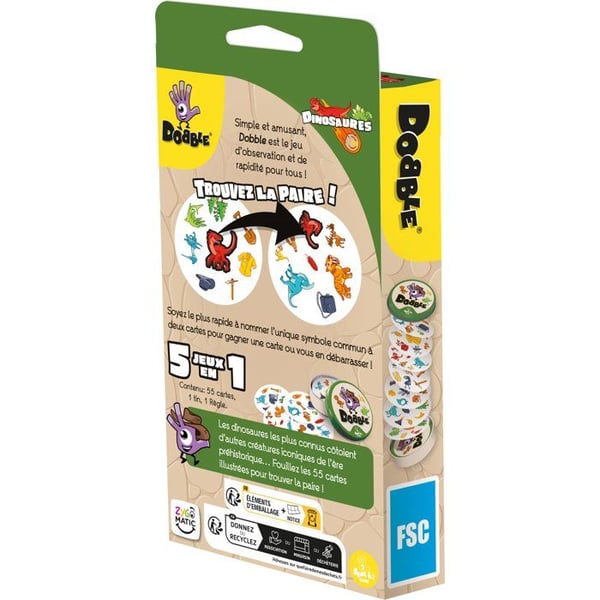 Zygomatic Dobble Dinosaurs-spil - Observations- og hastighedsspil - Alder 4+ - 2 til 8 spillere - 15 min - Familiebedstseller