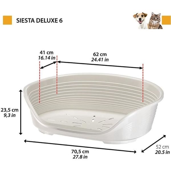 SIESTA DELUXE Korg Storlek 6 - 70,5*52*23 cm - Ljusgrå - FERPLAST