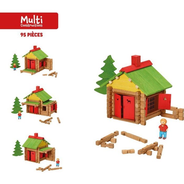 JEUJURA - Puinen rakennussetti - Puinen m�kkini - 95 palaa - Ik� 5+