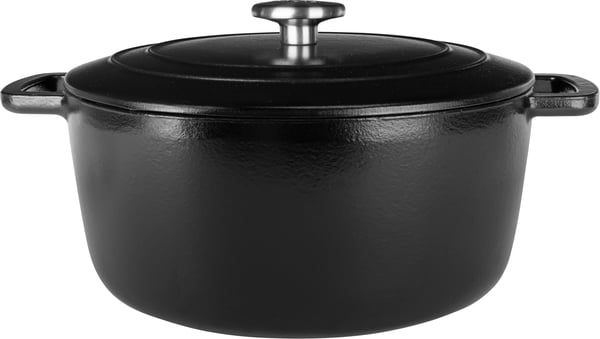 Pata kannella - Kodikas ja trendik�s - FONTESTIC - Emaloitu valurauta - �24 cm - 4,6 L - Sopii kaikille liesitasoille, my�s induktiolle - Musta