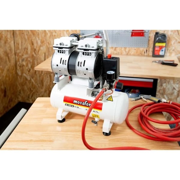 MECAFER Hiljainen kompressori - 425513 - 6L - 0,5 HP - harmaa