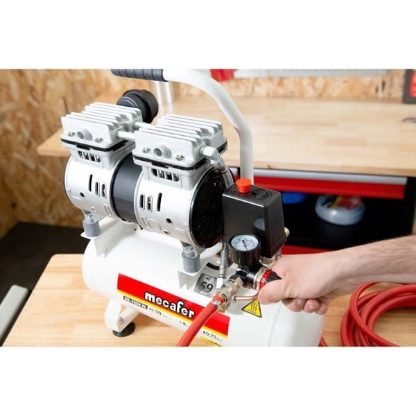 MECAFER Hiljainen kompressori - 425513 - 6L - 0,5 HP - harmaa