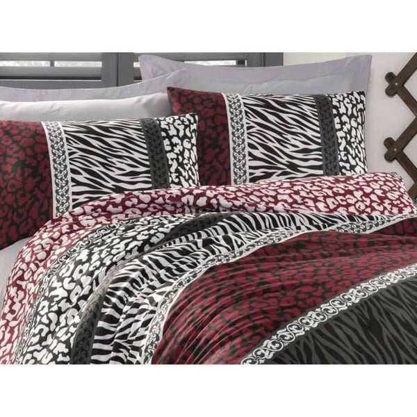 Bäddset - 1 påslakan 220 x 240 cm + 2 örngott 60 x 60 cm - 100% förstärkt bomull - Röd