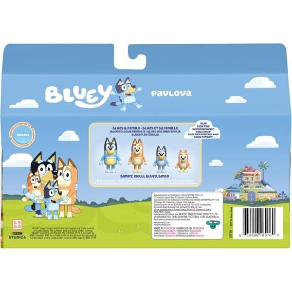 Pakke med 4 figurer - BLUEY - Familien i k�kkenet