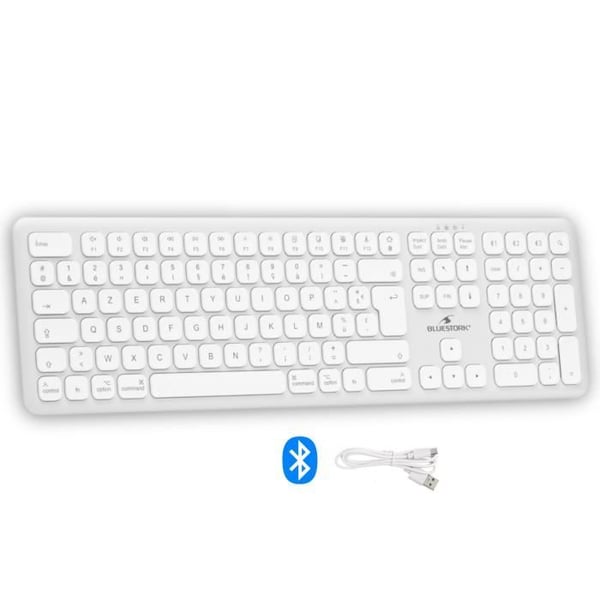 Langaton Bluetooth-n�pp�imist� - BLUESTORK - MAC - T�ysi koko - Mac-yhteensopiva - Valkoinen