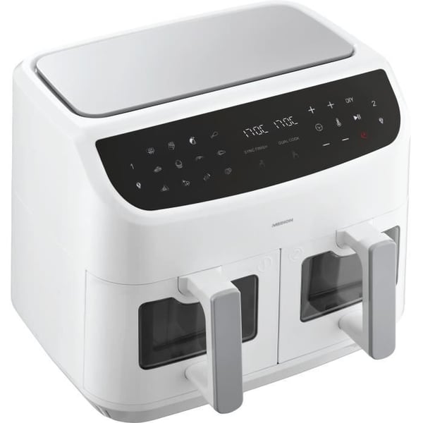 Hot Air Fryer - MEDION - P20 XXL Twin - 2600 W - 2 koria - 9 ohjelmaa - Valkoinen
