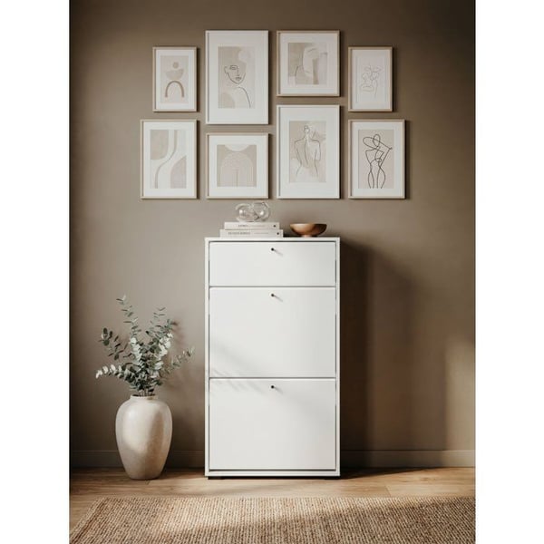 Kenk�kaappi - L�NEBURG - Valkoinen - 12 paria - 58 x 25 x 111 cm