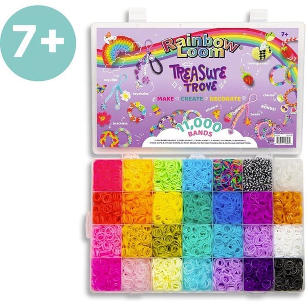 DIY Elastiskt Armband Kreativt Kit - BANDAI - Rainbow Loom - Treasure Trove - 11 000 Elastiska Band och Tillbehör