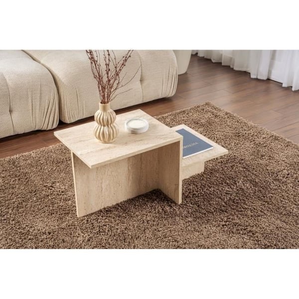 Sofabord - HARMONY - Rektangulært - Travertin-look - 80 x 40 x 40 cm
