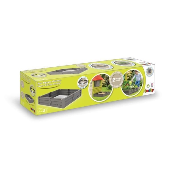 Smoby Bac Square Garden 2 i 1: Sand och fyrkantig grönsakspatch - 76x76cm - Grundad presenning med leverans