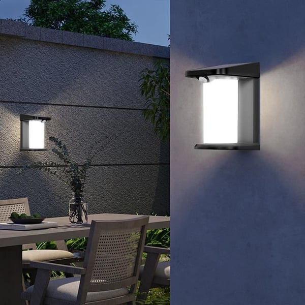 S�t med 2 solcellespots - LUMISKY - LUSTY - H18 cm - V�glampe med bev�gelsesdetektor - Hvid LED